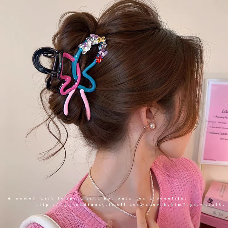 37#Dopamine rhinestone butterfly 10cm hair grip