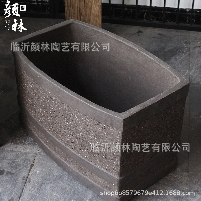 Caja de flores de cerámica grande, caja de flores arqueada, caja de plantación de verduras, caja de plantación de flores paisajística, caja de flores rectangular, gran pesebre