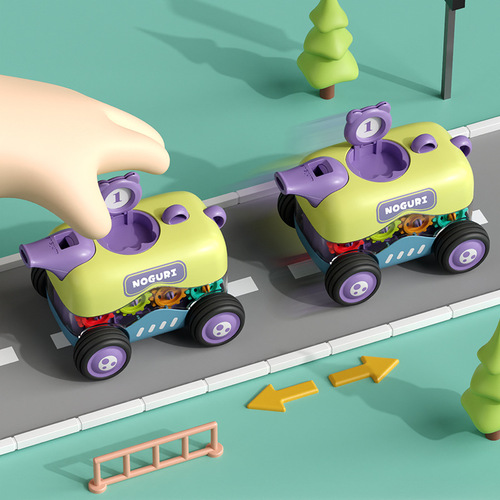 Manufacturer produces inertia cartoon gear whistle toy car educational early education baby crawling toy car sliding and resistant to falling