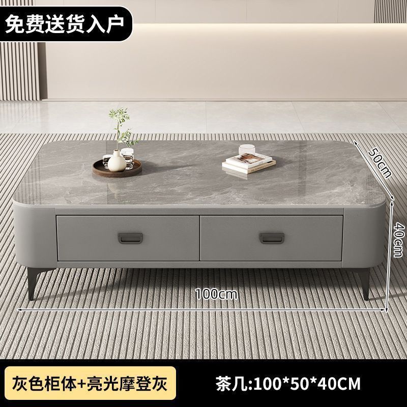 Gabinete de televisión de tabla de roca sala de estar doméstica tipo de casa pequeña 2024 mesa de té de lujo moderna simple mesa de té de suelo nórdica combinación