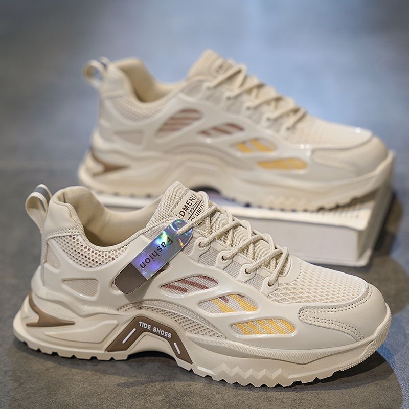 Nuevos zapatos de verano de 2026 zapatos deportivos de malla transpirables tendencia masculina con suela gruesa zapatos casuales para correr