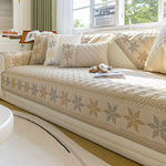 纯棉绣花夹棉沙发垫批发四季通用简约布艺坐垫子实用性沙发巾外贸