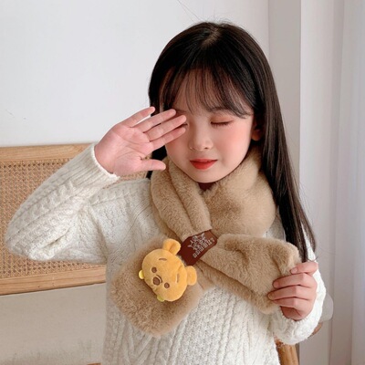 儿童围巾2021新款秋冬季韩版男女宝宝加厚保暖卡通仿兔毛绒围脖