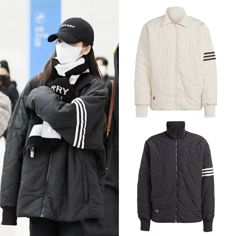 Winter couple's jacket, sporty down-filled cotton coat, versatile cotton outerwear, unisex baseball-style cotton jacket, thickened for warmth, casual style