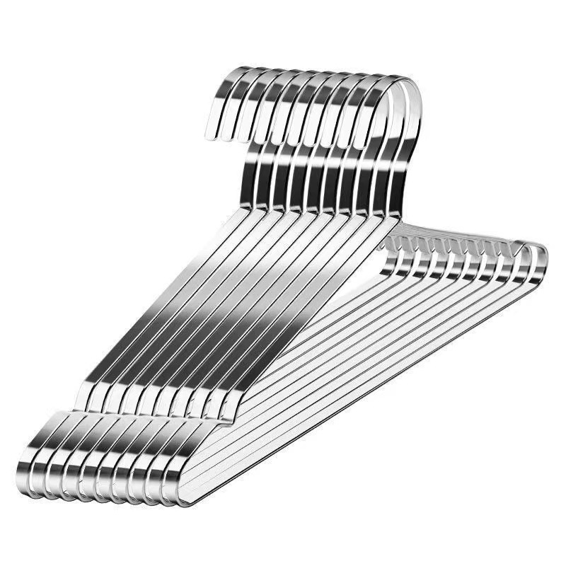 Colgante de acero inoxidable grueso sólido ensanchado barra plana antideslizante sin marcas percha de ropa gruesa ranura percha de pantalones para ropa