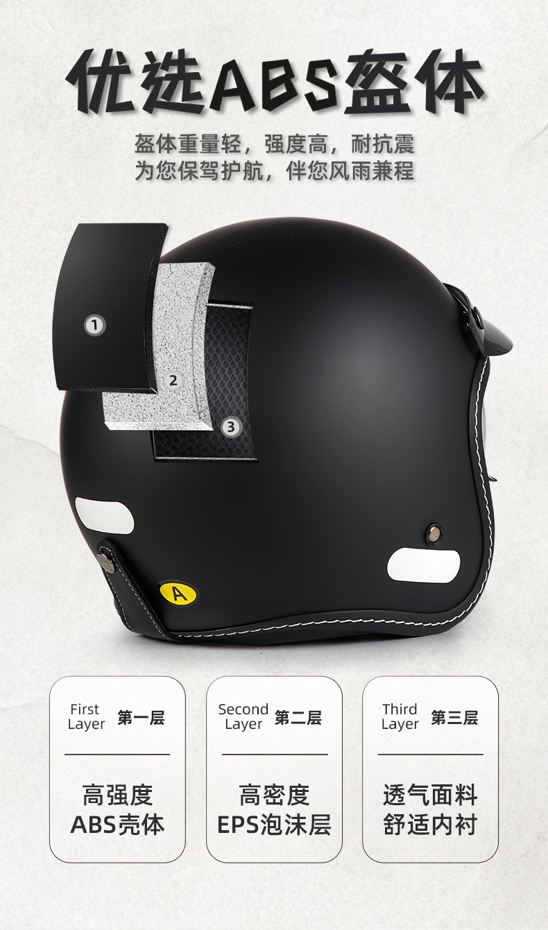 VGV retro half helmet motorcycle helmet custom-made for men and women, 3C certified 3/4 helmet for electric motorcycles, suitable for all seasons, can be equipped with Bluetooth