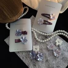 紫色栀子花儿童发夹BB夹鸭嘴夹儿童发夹可爱套装儿童发夹宝宝发夹