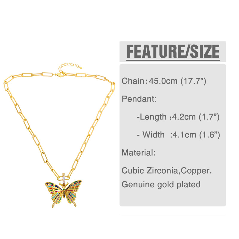 colored zircon butterfly pendant necklace