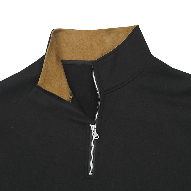 Embroidered Men's Hoodies With Stand Collar And Colour-block Style_voghion.com