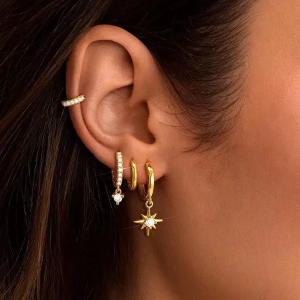 European and American Cross-Border Hot-Selling Brass Real Gold Electroplating Personalized Creative Design Inlaid Zircon Tassel Earrings Women's Earrings