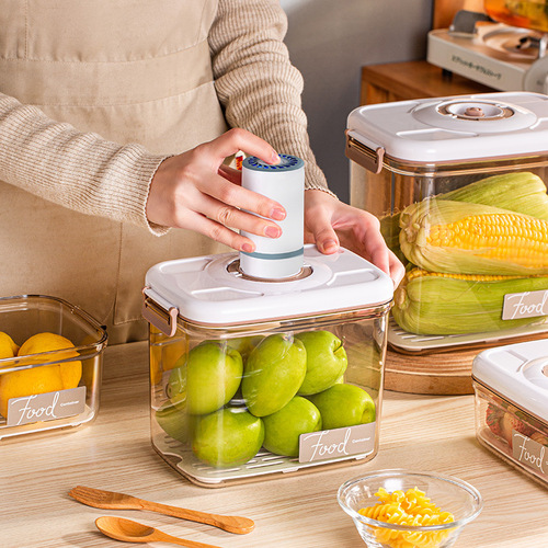 Vacuumable crisper box rectangular plastic food sealed jar with lid drain storage box refrigerator storage box wholesale