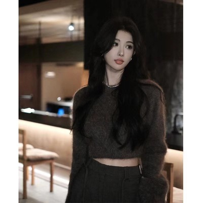 Europe station Lazy sweater 2022 Autumn and winter new pattern Mohair senior sexy have cash less than that is registered in the accounts Show thin jacket