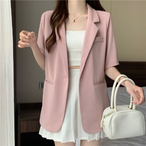 Lightweight Women's Summer Blazer Korean Style Casual Suit Jacket_voghion.com