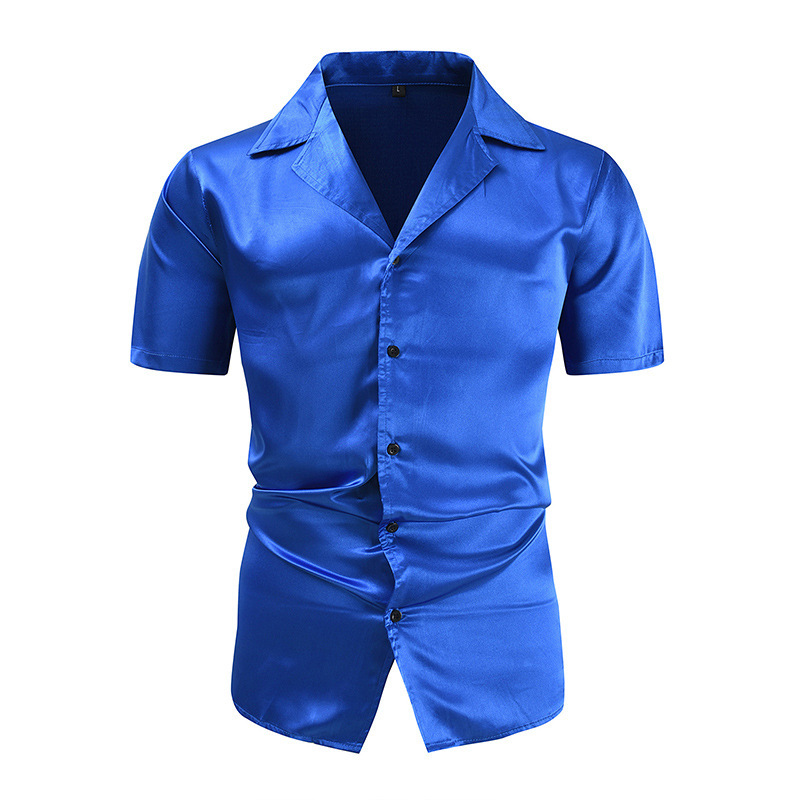 New Amazon Men's bright disco short-sleeved shirt cross-border foreign trade casual men's short-sleeved shirt