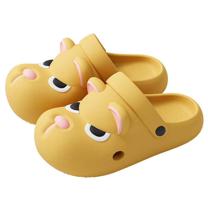 Pantofole da bagno antiscivolo di alta qualità per uomo, stile estivo da donna, con stampa di cane arrabbiato, suola morbida, per interni ed esterni._voghion.com
