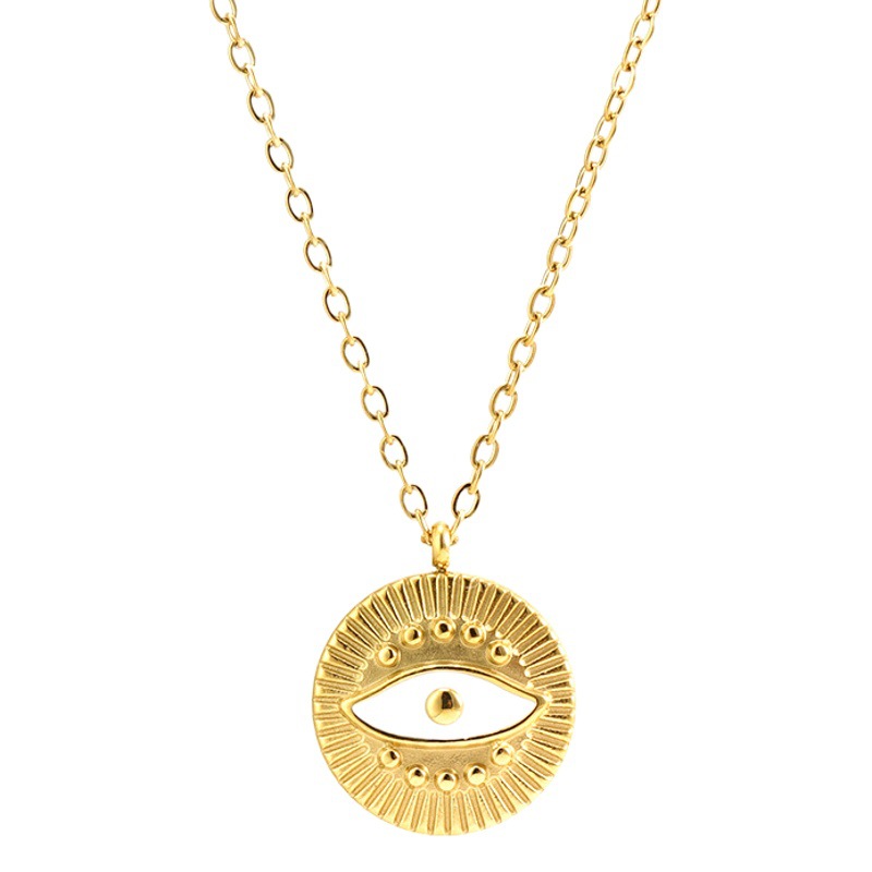 Moda simple europeo y americano estilo transfronterizo de acero inoxidable COLLAR COLGANTE de ojo del diablo ins estilo red clavícula roja cadena femenina