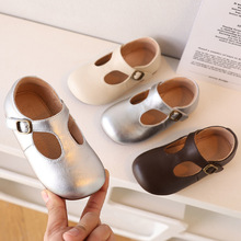 真皮女童复古丁字小皮鞋2025春秋季儿童百搭宝宝公主韩版中小童鞋