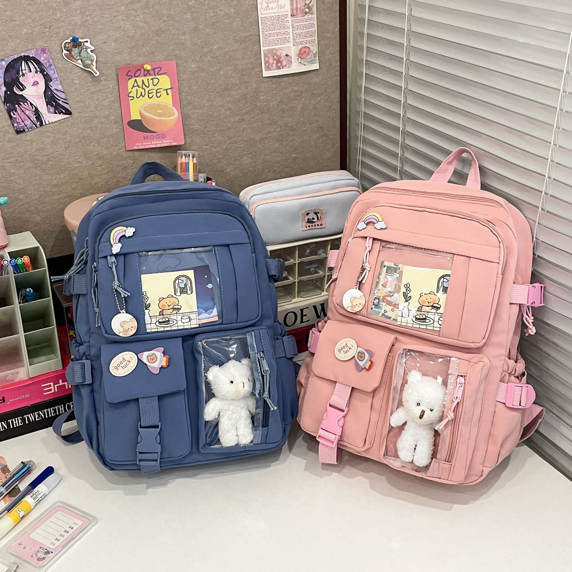 Mochila de estudiante de secundaria de gran capacidad estilo ins