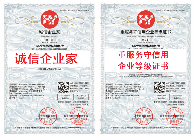 诚信企业家重服务守信用企业等级证书