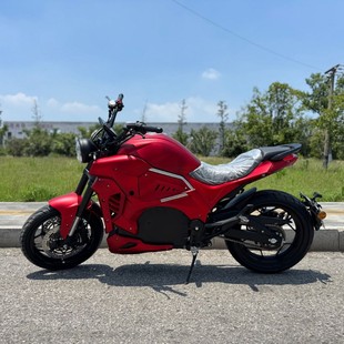 電動摩托車大魔鬼啞光紅中置鏈條大輪胎大功率高速電摩二輪摩托車