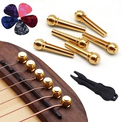 6-piece folk guitar brass string pins + 5 picks + nail remover