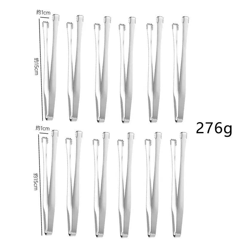 Clip de hielo de acero inoxidable transfronterizo 201 Clip de bloque de hielo antideslizante de red engrosado Clip de café de frutas Clip de azúcar Clip de comida con dientes