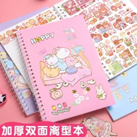 Double-Sided Spiral Notebook Set, 5 pcs A5, Thick Covers with Cute Sticker Sheets