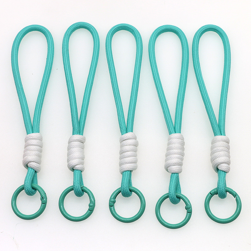 청록색 끈 + 스프링 링