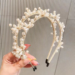 2022 New Trendy Hairband Head Accessory Korean Style Pearl Girl Hair Pin Fresh Forest System Handmade Pearl Headband