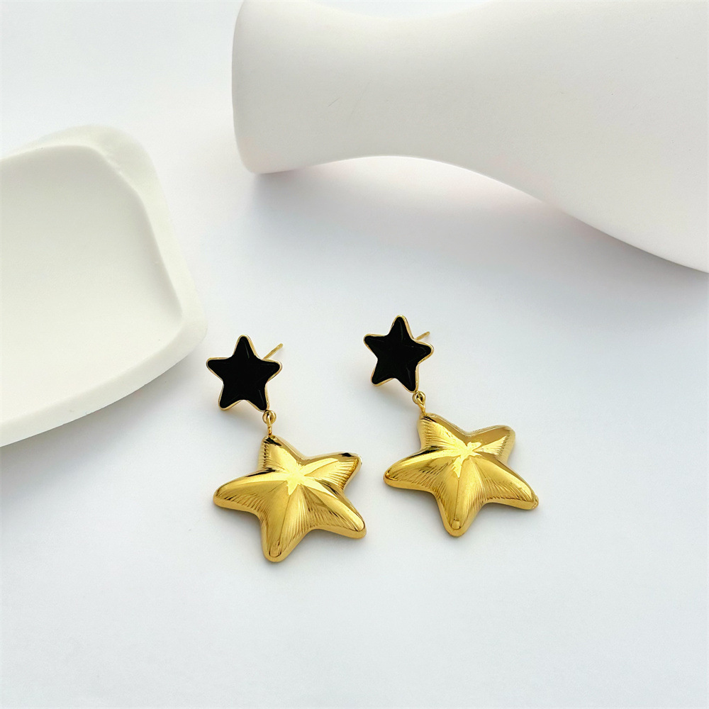 1 Pair Star Retro 304 Stainless Steel Drop Earrings display picture 4
