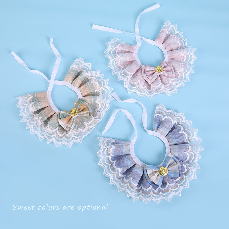 Gato de encaje bufanda babero mascota princesa estilo bufanda arco collar transfronterizo Venta caliente decoraciones al por mayor