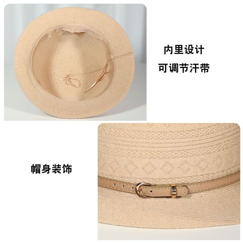秋冬季时尚卷边礼帽女针织保暖皮带扣显脸小盆帽户外旅游休闲帽子|undefined
