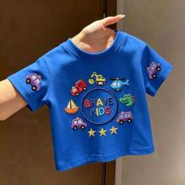 男童女童t恤短袖纯棉2026新款中大童夏装卡通半袖上衣儿童帅