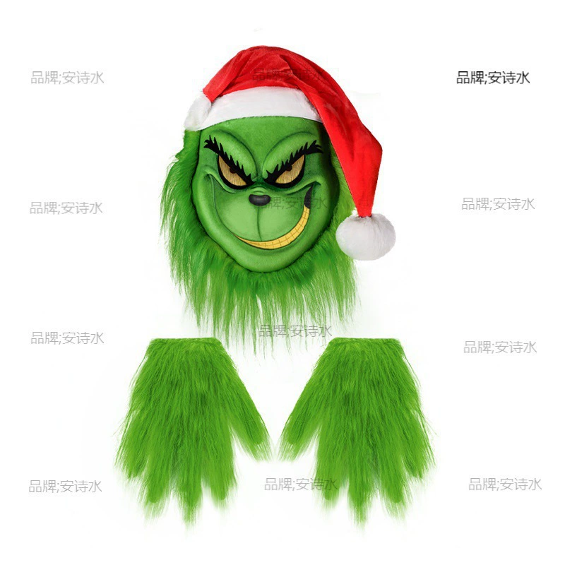 Новый набор масок и перчаток Гринча для реквизита для косплея на Хэллоуин.