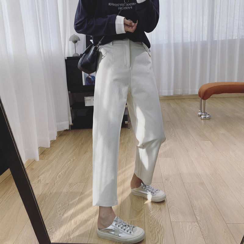 抗皱宽松显瘦梨型身材裤子小个子九分休闲裤女秋季萝卜哈伦裤春秋|undefined
