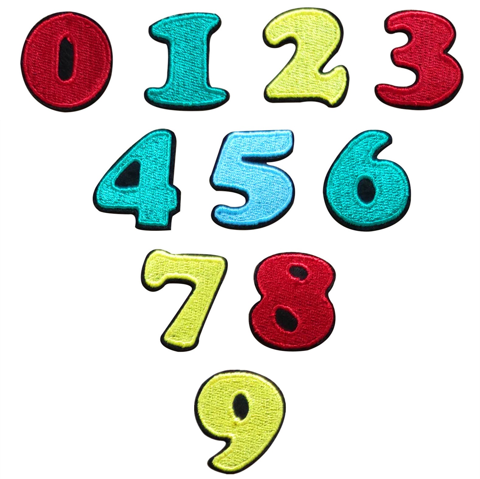 Nuevo color 10 pegatinas de tela digital bordado pegatinas jeans rasgado pegatinas de parche decorativo 0-9 pegatinas decorativas digitales