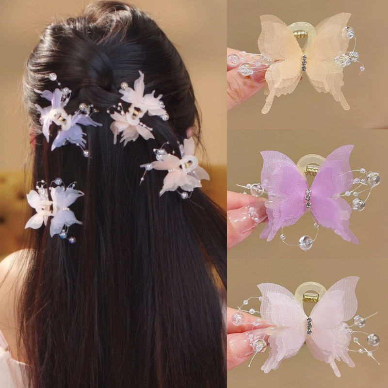 Women's Cute Super Fairy Butterfly Bubble Small Grab Clip Photo Atmosphere Hairpin Side Fringe Hair Decorative Headwear