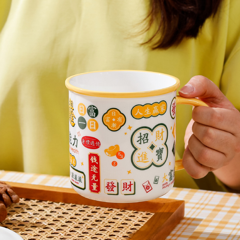 National fashion ceramic water Cup couple Cup Office female personality cute funny mug with lid and spoon coffee cup