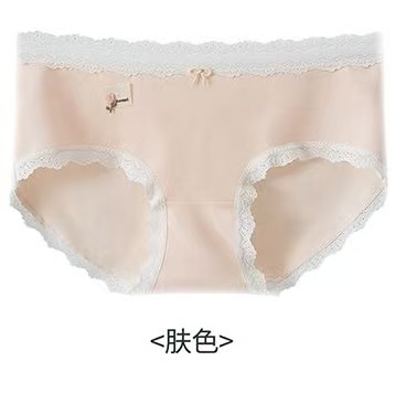 Pantalones de encaje de algodón puro para niñas, pantalones de cintura media de mujer, 10A algodón antibacteriano, extremos de triángulo de niñas