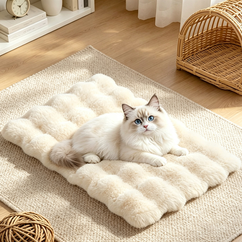 Almohadilla de burbuja-blanco lechoso [3cm suave y cálido] / 20*30 (universal para gatos y perros dentro de 6 kg) Código S