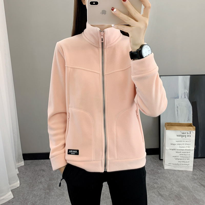 New Autumn and Winter fleece-lined Thickened Fleece Clothes Men's and Women's Austrian Grain Fleece Collar Warm Sports Cardigan Couple's Jacket