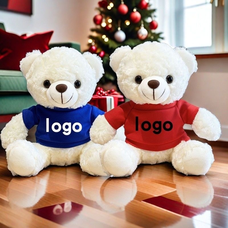 Polo camiseta pequeña compañía de muñecas de peluche regalo muñecas de peluche muñecas de peluche vestido muñeca impresión logotipo
