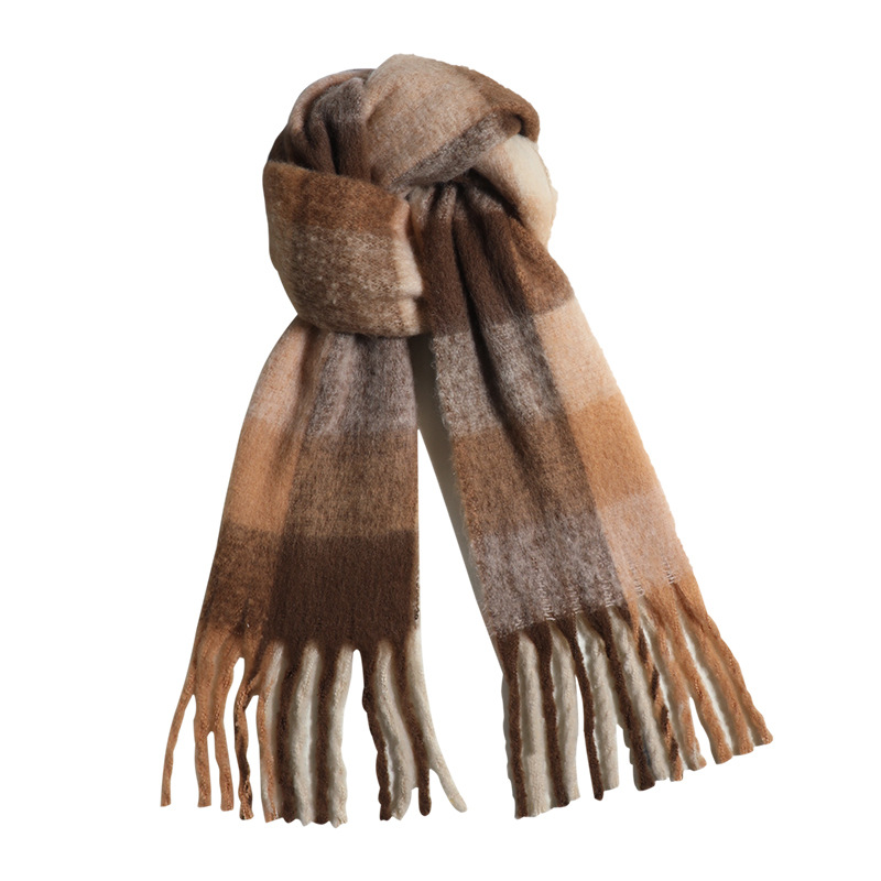 2024 nouveau châle polyvalent en mohair d'hiver à double usage, écharpe chaude longue et épaisse pour femme, version coréenne_voghion.com