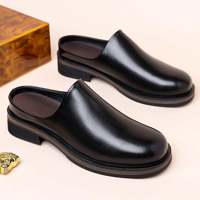 Dép sandal nam quai ngang kiểu lười xỏ chân, mặt giày bóng nhẹ, đế cao su êm chân — Z7123 màu đen, z7123 màu nâu