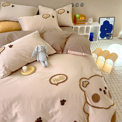 可愛卡通風~A類母嬰全棉床上四件套60支純棉刺繡被套床單床笠批發