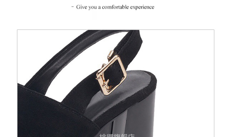 Sandal da thật đế xuồng La Mã nữ mũi hở gót cao — Màu đen chi tiết 16