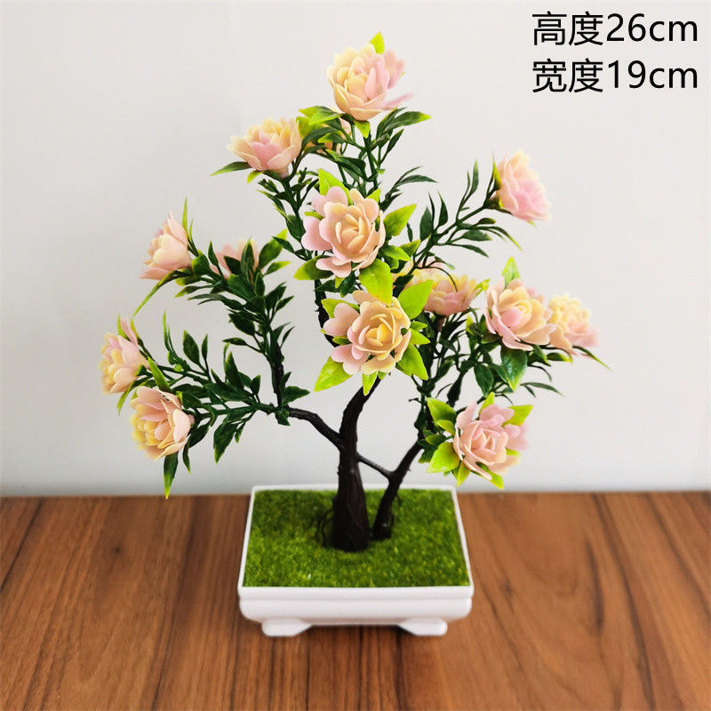 仿真塑料发财树盆景玫瑰花盆栽餐桌客厅摆件冰箱鞋柜摆放假花装饰