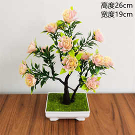 仿真塑料发财树盆景玫瑰花盆栽餐桌客厅摆件冰箱鞋柜摆放假花装饰