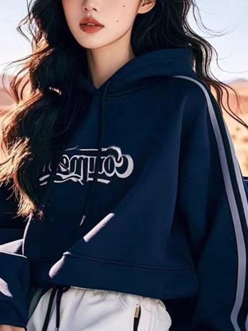 今年流行爆款早秋季小个子设计感藏蓝色连帽薄款卫衣女2025年新款|undefined