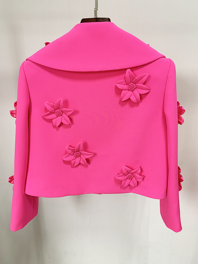 Women's Suit Jacket With 3d Flower Decoration Fluorescent Blazer_voghion.com